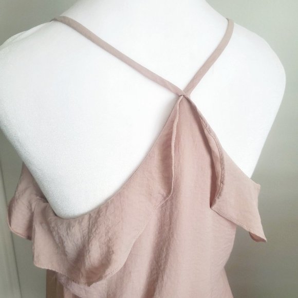 Strappy Lace Trim Blush Camisole Dress Racer Back Light Fairy Feminine SMALL - Picture 7 of 9